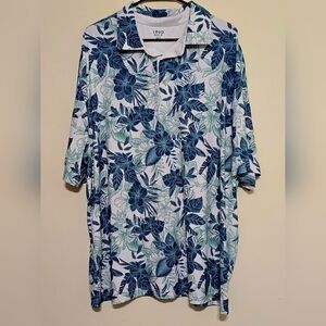 Izod White Polo with Blue & Teal Floral Print